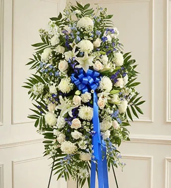 Profound Sympathies Standing Spray - Blue & White