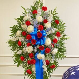 Profound Sympathies Standing Spray – Red, White & Blue